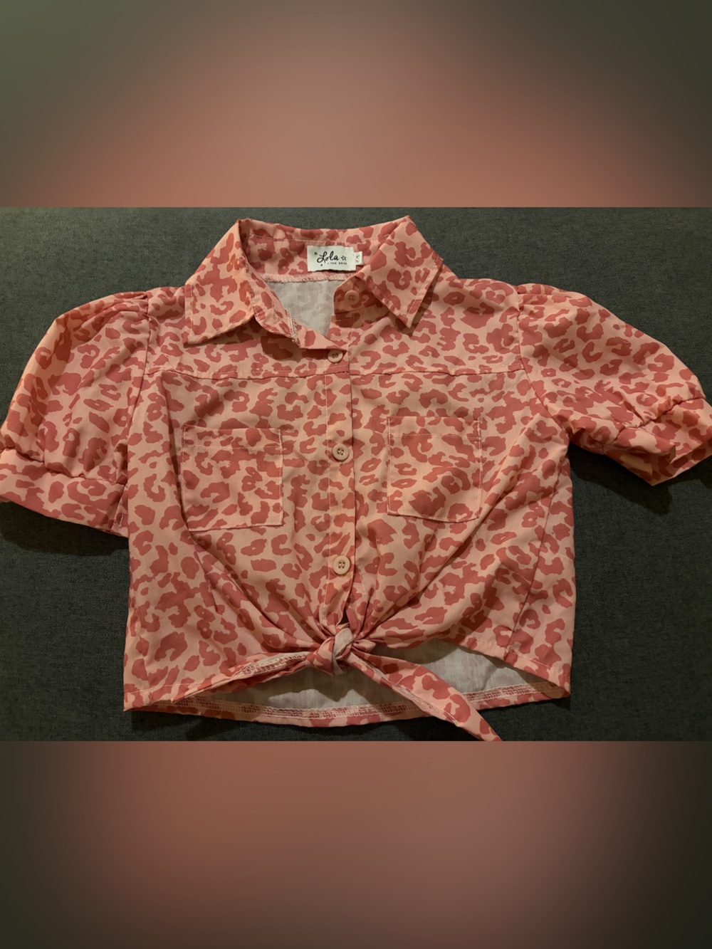 Lola + The Boys Pink Leopard Tie-Front Button Shirt